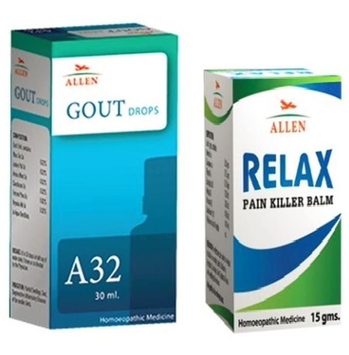 Allen Anti Gout Combo Pack of A32 Gout Drop 30ml & Relax Pain Killer Balm 15gm - Classic Derma