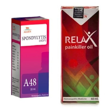 Allen Anti Spondylitis Combo Pack of A48 Spondylytis Drop 30ml & A48 Relax Painkiller Oil 60ml - Classic Derma