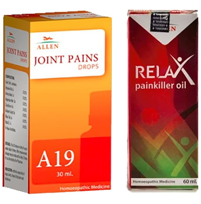 Allen Joint Care Combo Pack of A19 Joint Pains Drop 30ml & Relax Pain Killer Oil 60ml - Classic Derma