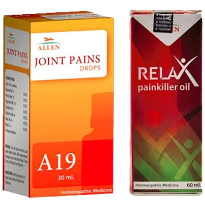 Allen Joint Care Combo Pack of A19 Joint Pains Drop 30ml & Relax Pain Killer Oil 60ml - Classic Derma