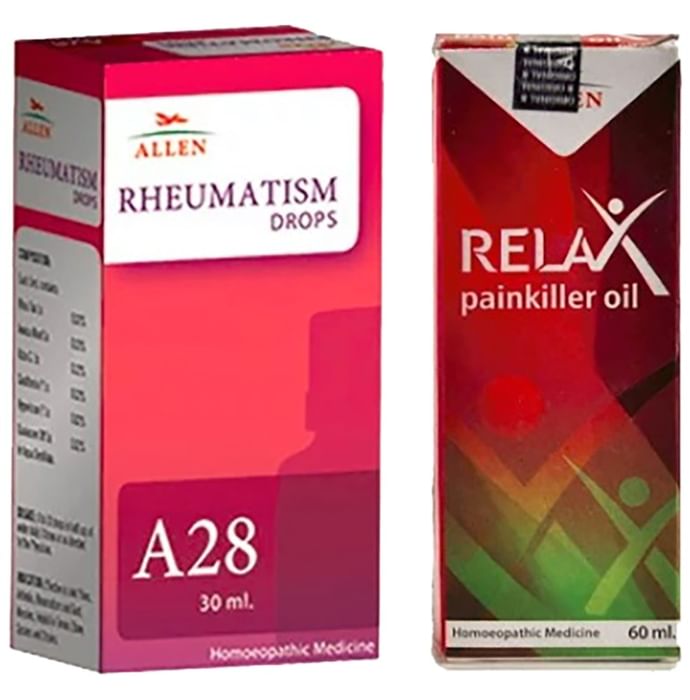 Allen Joint Care Combo Pack of A28 Rheumatism Drop 30ml & Relax Pain Killer Oil 60ml - Classic Derma