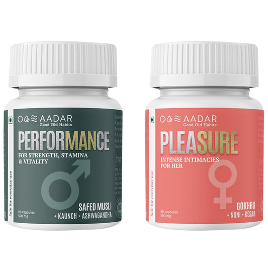 Aadar Combo Pack of Performance 500mg Capsule & Pleasure 500mg Capsule (60 Each) - Classic Derma