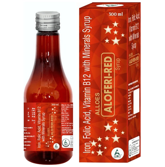 Alloes Aloferi-Red Iron, Folic Acid Vitamin B12 with Minerals Syrup - Classic Derma