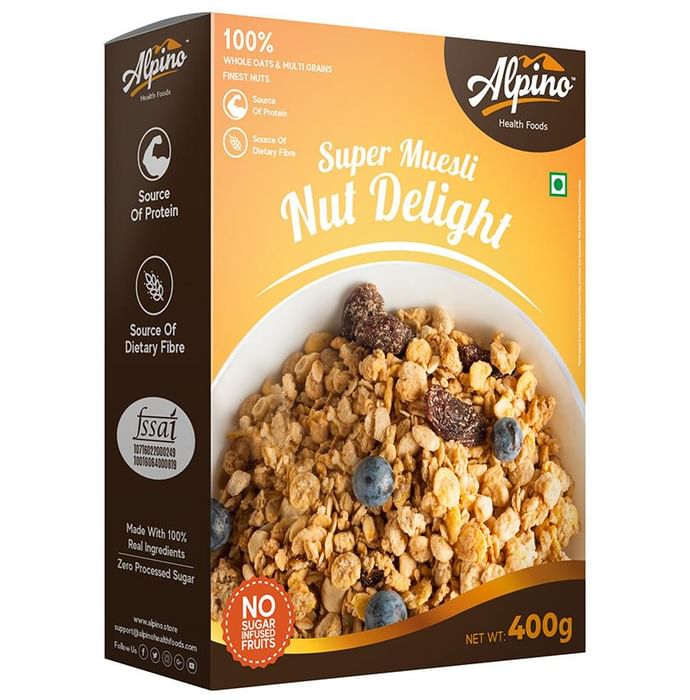 Alpino Combo Pack of Super Muesli Fruit & Nuts and Nut Delight (400gm Each)