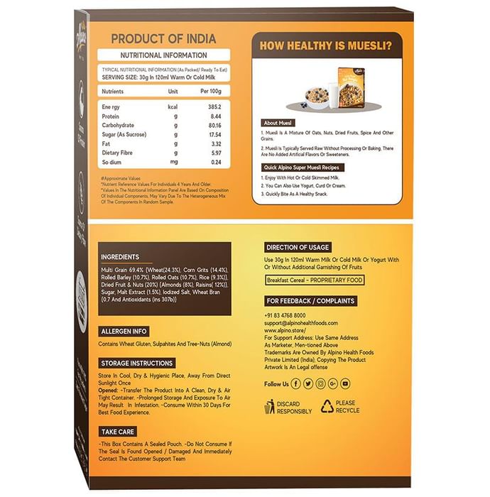 Alpino Super Muesli (400gm Each) Nut Delight