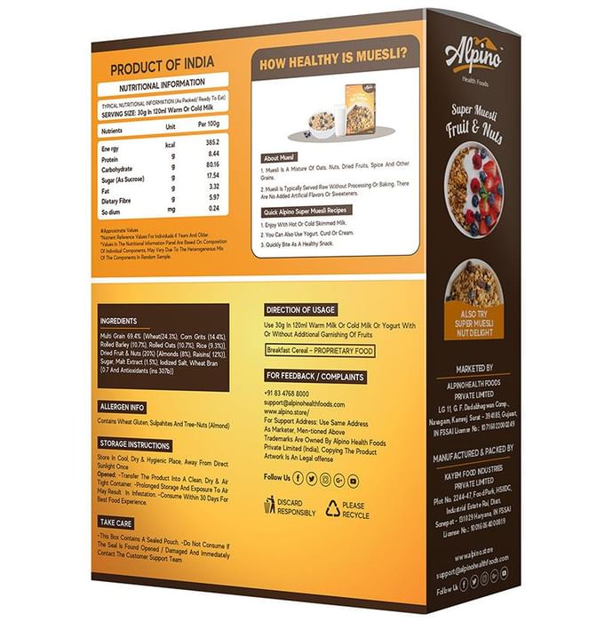 Alpino Super Muesli (400gm Each) Nut Delight