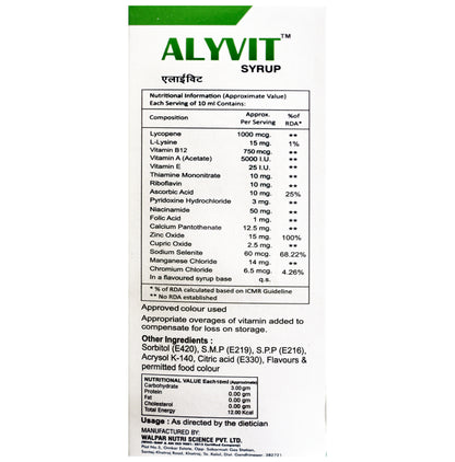 Alyvit Syrup Pineapple Sugar Free