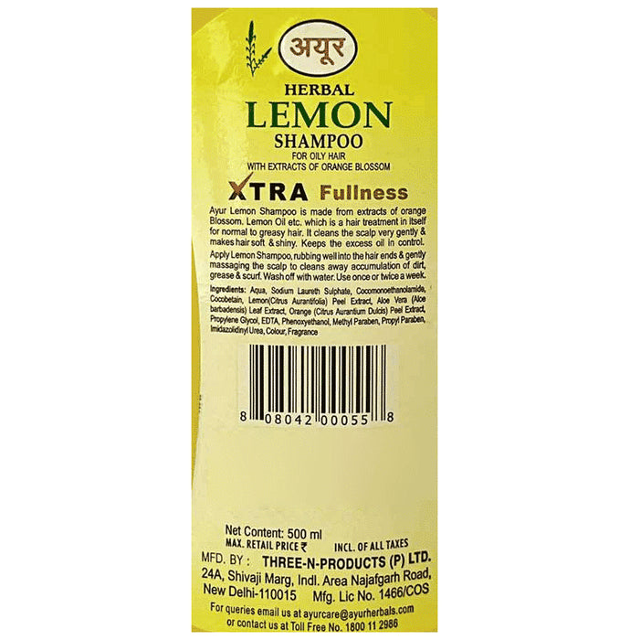 Ayur Herbal Shampoo(1000ml) Lemon - Classic Derma