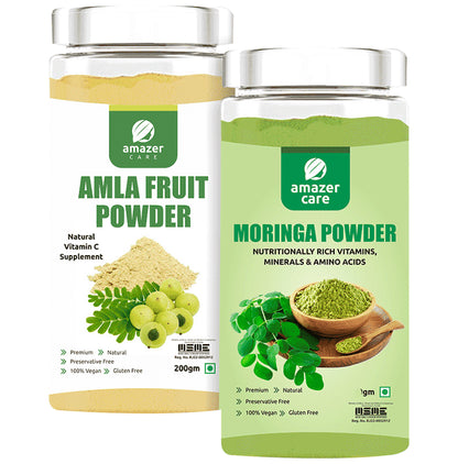 Amazer Care Combo Pack of Moringa(100gm) & Amla (200gm) Powder - Classic Derma