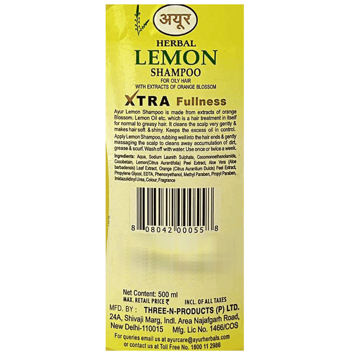 Ayur Herbal Shampoo(500ml) Lemon - Classic Derma