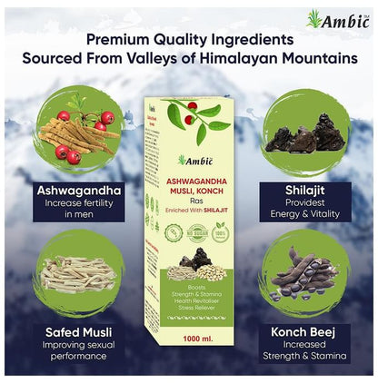 Ambic Ashwagandha Musli, Konch Ras Enriched with Shilajit Helps Improve Vigour & Stamina
