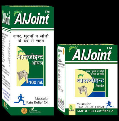 Ambic Combo Pack of AlJoint Muscular Pain Relief Oil 100ml & AlJoint Muscular Pain Relief 60 Tablet - Classic Derma