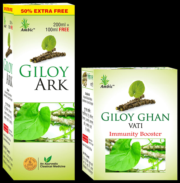 Ambic Combo Pack of Giloy Ark 300ml & 60 Giloy Ghan Vati - Classic Derma
