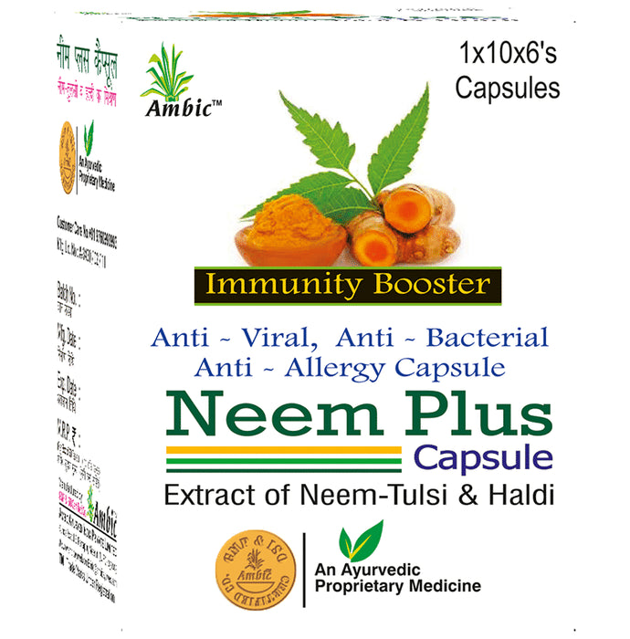 Ambic Combo Pack of HBR Syrup Sugar Free 450ml and Neem Plus Capsule 60