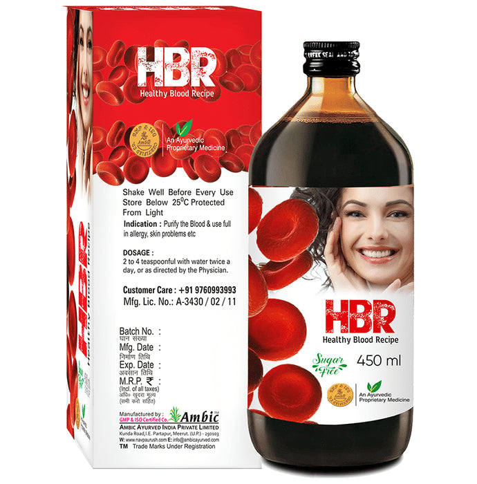 Ambic Combo Pack of HBR Syrup Sugar Free 450ml and Neem Plus Capsule 60