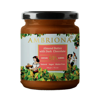 Ambriona Combo Pack of Hazelnut Butter with Dark Chocolate, Peanut Butter with Dark Chocolate and Almond Butter with Dark Chocolate (200gm Each)