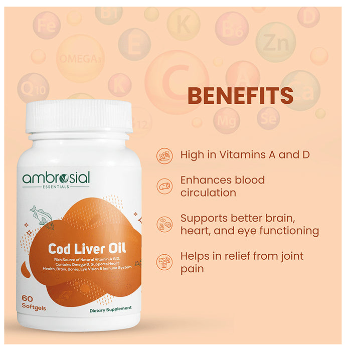 Ambrosial Essentials Cod Liver Oil Softgels