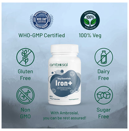 Ambrosial Veg Essentials Iron+ Veg Capsule
