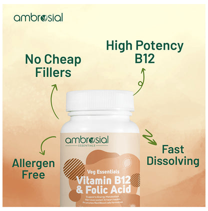 Ambrosial Veg Essentials Vitamin B12 & Folic Acid Capsule