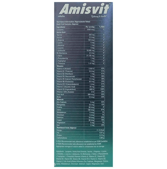 Amisvit Syrup Sugar Free