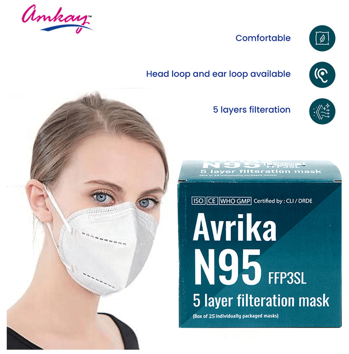 Amkay N95 FFP3SL | 5 Layered Filteration Mask-Filters Large and Small Particles | Mask Free Size