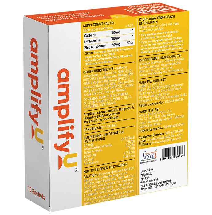 AmplifyU Energy + Immunity Sachet (8gm Each) Citrus