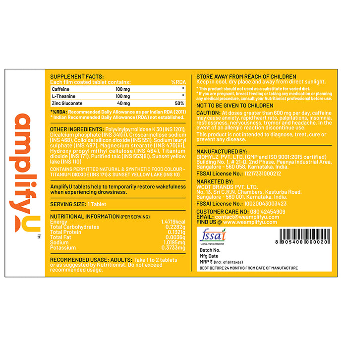 AmplifyU Energy + Immunity Tablet