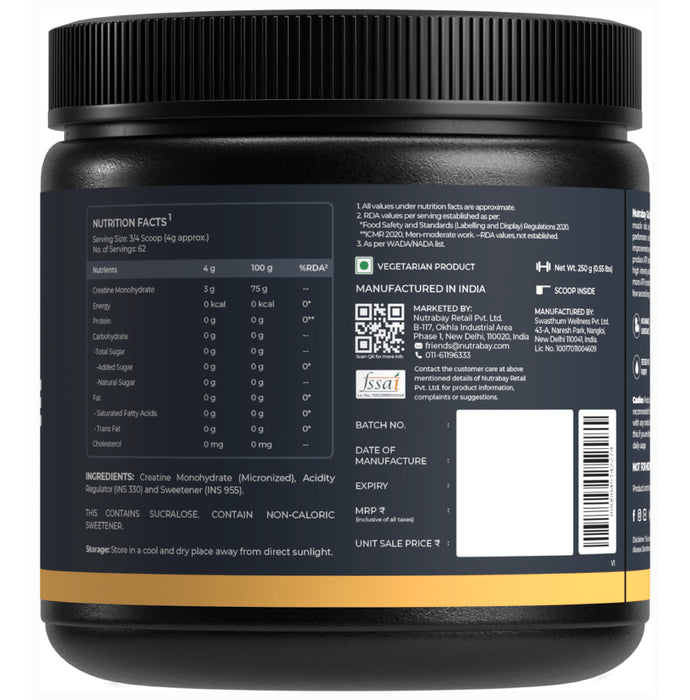 Nutrabay Gold Micronized Creatine Monohydrate Powder Lemon