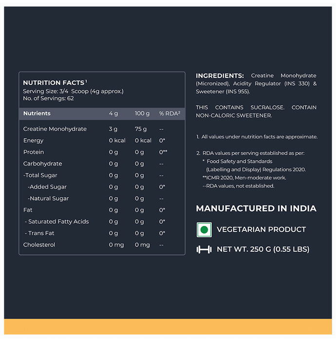 Nutrabay Gold Micronized Creatine Monohydrate Powder Lemon