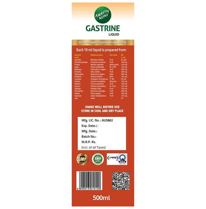 Amrith Noni Gastrine Liquid for Gastritis & Indigestion Sugar Free