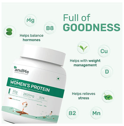 Andme Plant Based Women's Protein Powder with Shaker Free Choco Almond