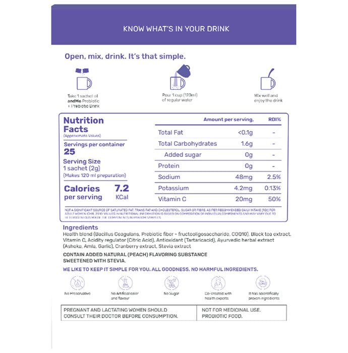 Andme Women Probiotic + Prebiotic Drink 2gm Sachet (25 Each)
