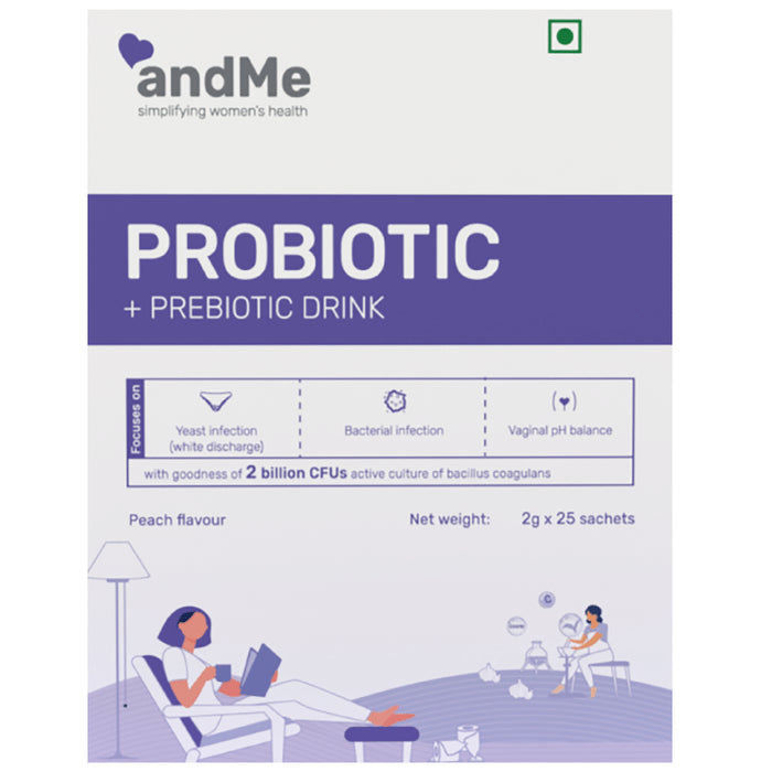 Andme Women Probiotic + Prebiotic Drink Sachet (2gm Each) Peach - Classic Derma