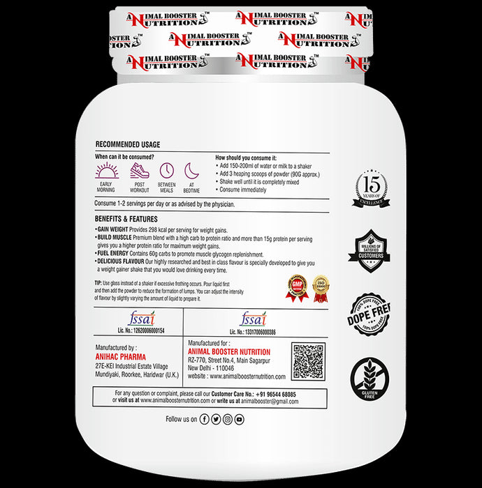 Animal Booster Nutrition Animal Gainer for Weight Growth Powder Chocolate