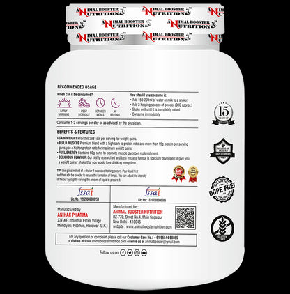 Animal Booster Nutrition Animal Gainer for Weight Growth Powder Chocolate