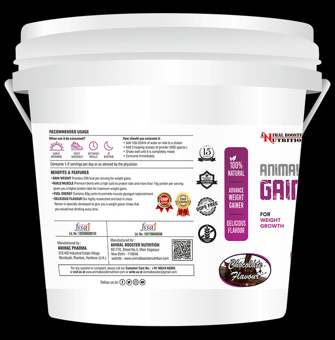 Animal Booster Nutrition Animal Gainer for Weight Growth Powder Chocolate