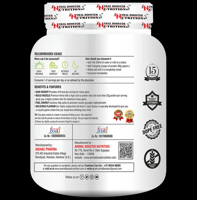 Animal Booster Nutrition Maha Mass for Mass Growth Powder Chocolate