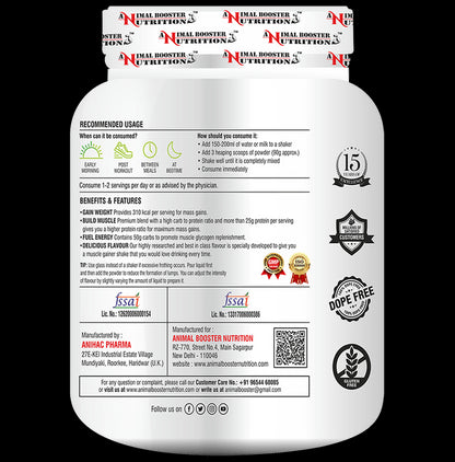 Animal Booster Nutrition Maha Mass for Mass Growth Powder Chocolate