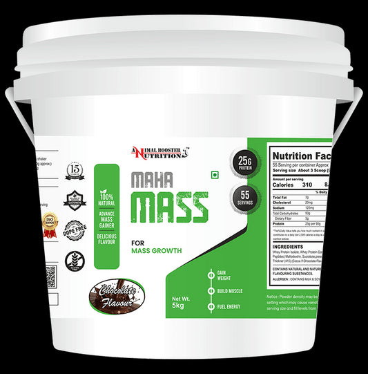 Animal Booster Nutrition Maha Mass for Mass Growth Powder Chocolate - Classic Derma