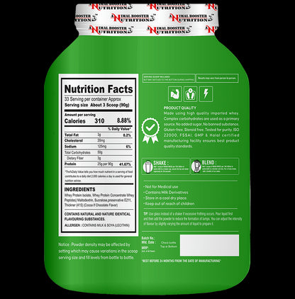 Animal Booster Nutrition Maha Mass for Mass Growth Powder Chocolate with Shaker Free