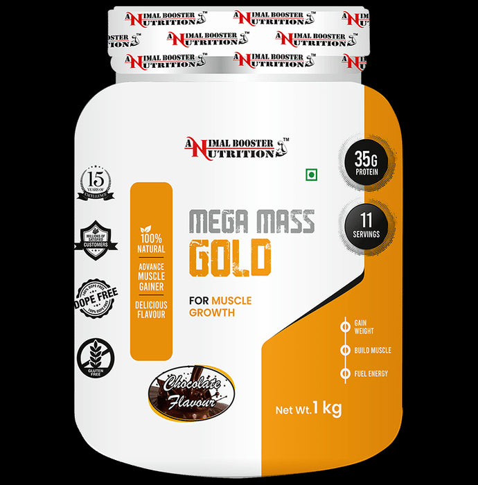 Animal Booster Nutrition Mega Mass Gold for Muscle Growth Powder Chocolate - Classic Derma