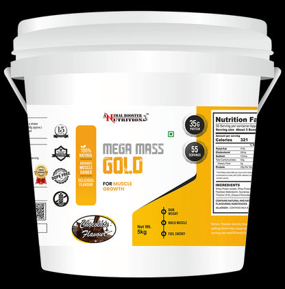 Animal Booster Nutrition Mega Mass Gold for Muscle Growth Powder Chocolate - Classic Derma