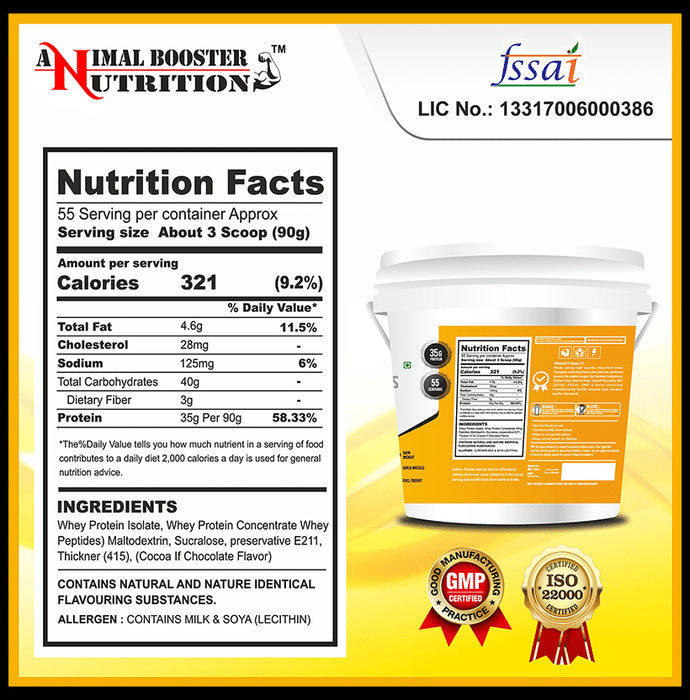 Animal Booster Nutrition Mega Mass Gold for Muscle Growth Powder Chocolate