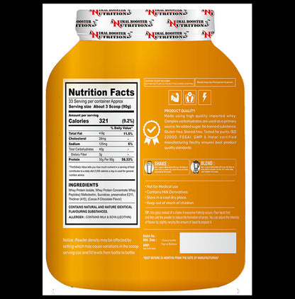 Animal Booster Nutrition Mega Mass Gold for Muscle Growth Powder Chocolate with Shaker Free