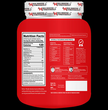 Animal Booster Nutrition Serious 100% Whey for Fast Recovery Muscle Formula Powder Chocolate