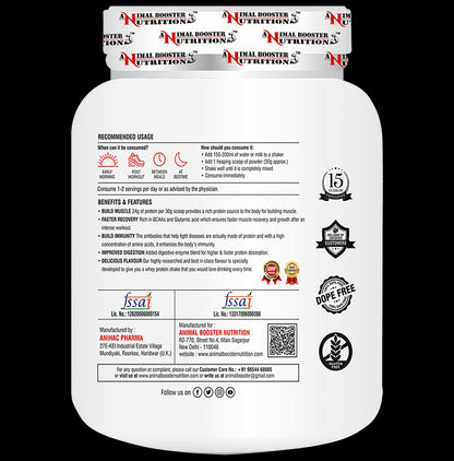 Animal Booster Nutrition Serious 100% Whey for Fast Recovery Muscle Formula Powder Chocolate