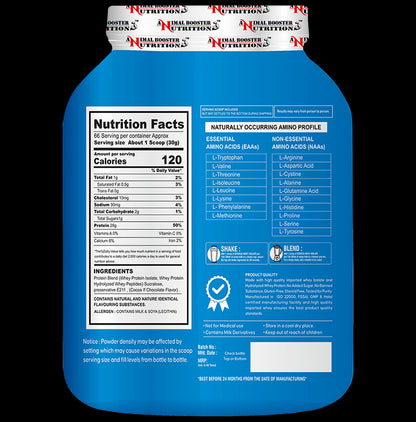 Animal Booster Nutrition Serious Whey Isolate Protein Powder Chocolate with Shaker Free