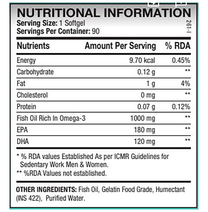 ANS Performance Premium Omega 3 1000mg Fish Oil Softgel