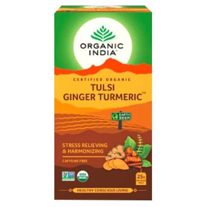 Anti-oxidants Combo of Organic India Tulsi Ginger Turmeric 25 Tea Bag and Dabur Honey Squeezy 225gm (Buy 1 Get 1 Free)