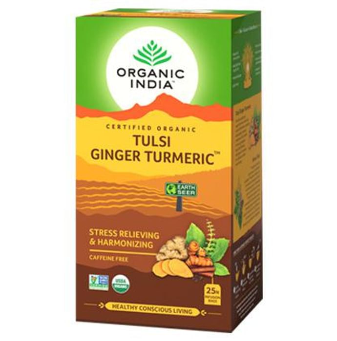 Anti-oxidants Combo of Organic India Tulsi Ginger Turmeric 25 Tea Bag and Dabur Honey Squeezy 225gm (Buy 1 Get 1 Free)